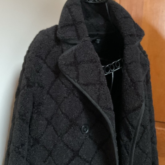 Lauren Ralph Lauren Faux Shearling Pea Coat - Black, Large, New - Picture 7 of 10